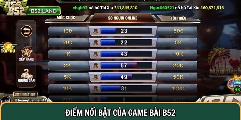 Game Bài B52 2 Điểm nổi bật của game bài B52